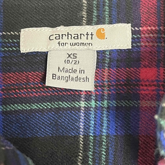 Carhartt Women Purple Flannel Long Sleeve Plaid Button-Up Shirt Size X-Small - Picture 5 of 8